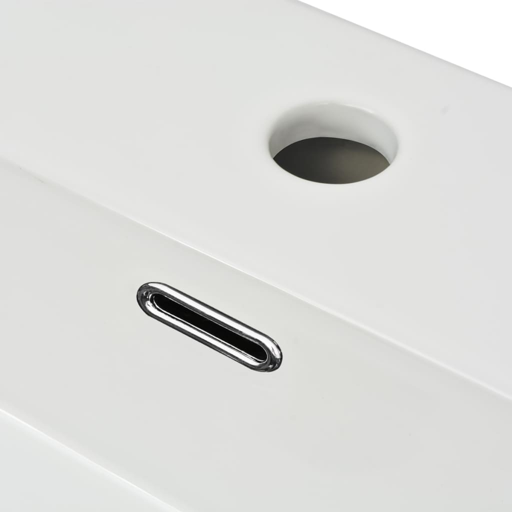 vidaXL Bathroom Sink with Faucet Hole White 51.5x38.5x15 cm Ceramic