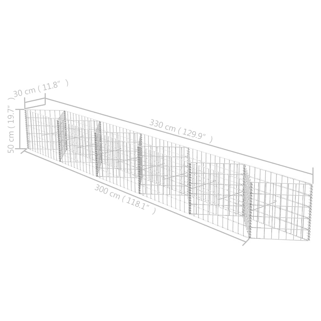 vidaXL Gabion Basket 300x30x100 cm Galvanized Steel