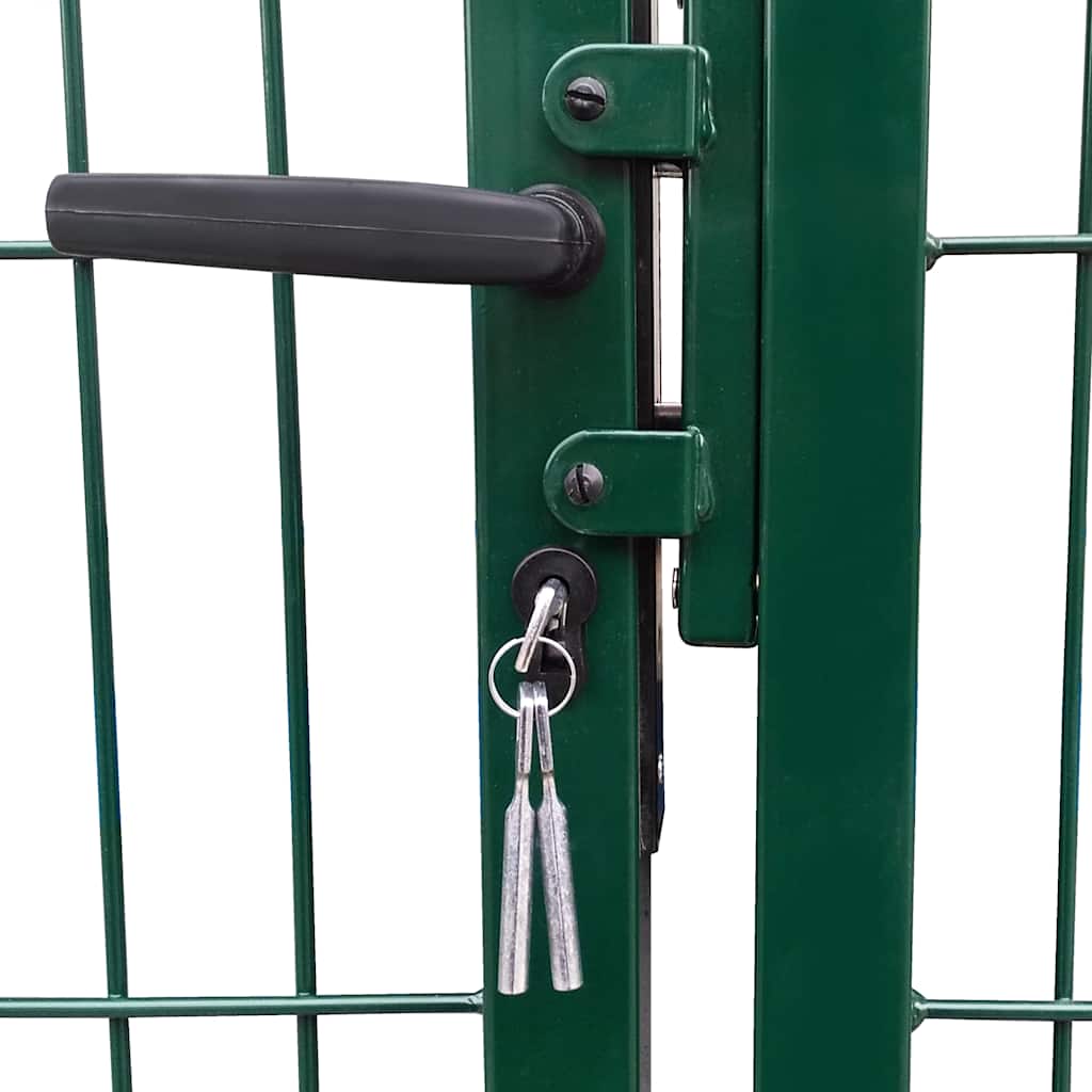 vidaXL Garden Gate with Posts 350x100 cm Steel Green