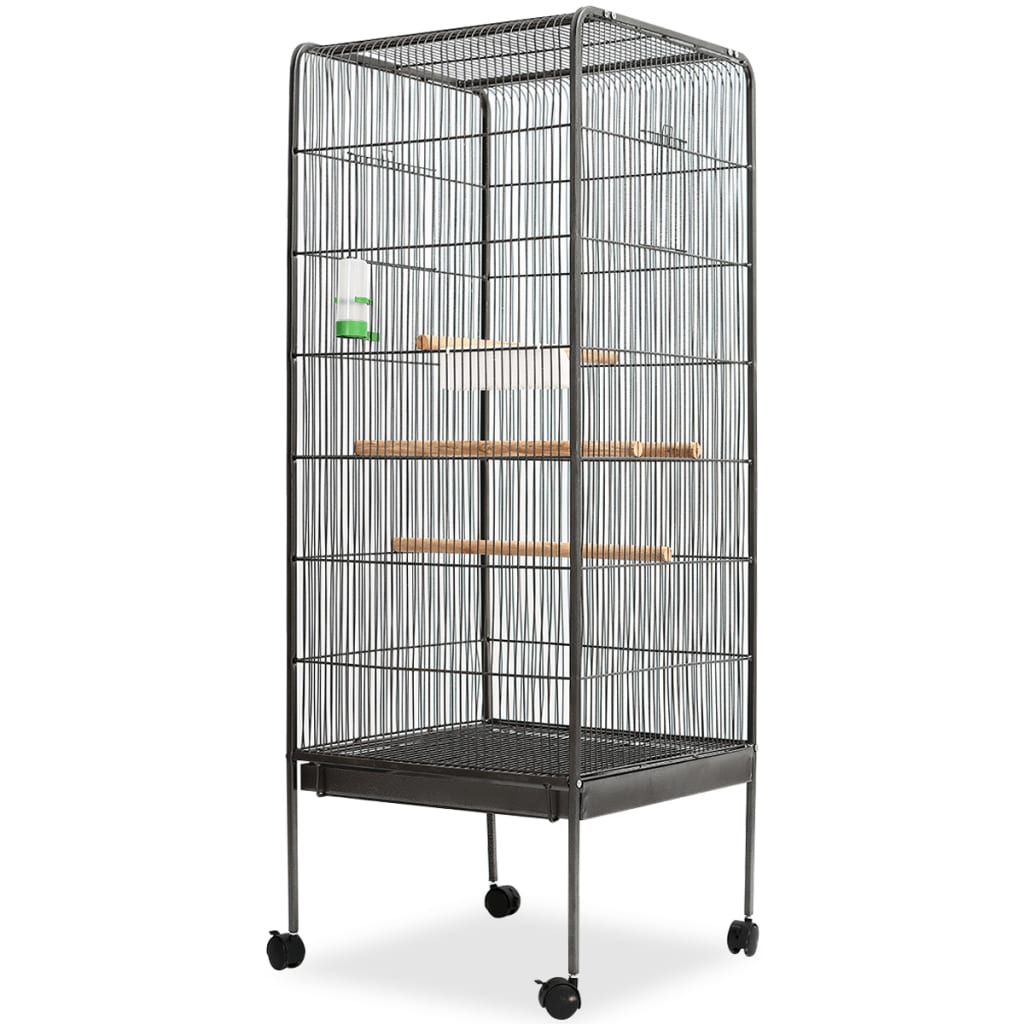 vidaXL Bird Cage 54x54x146 cm Steel Black