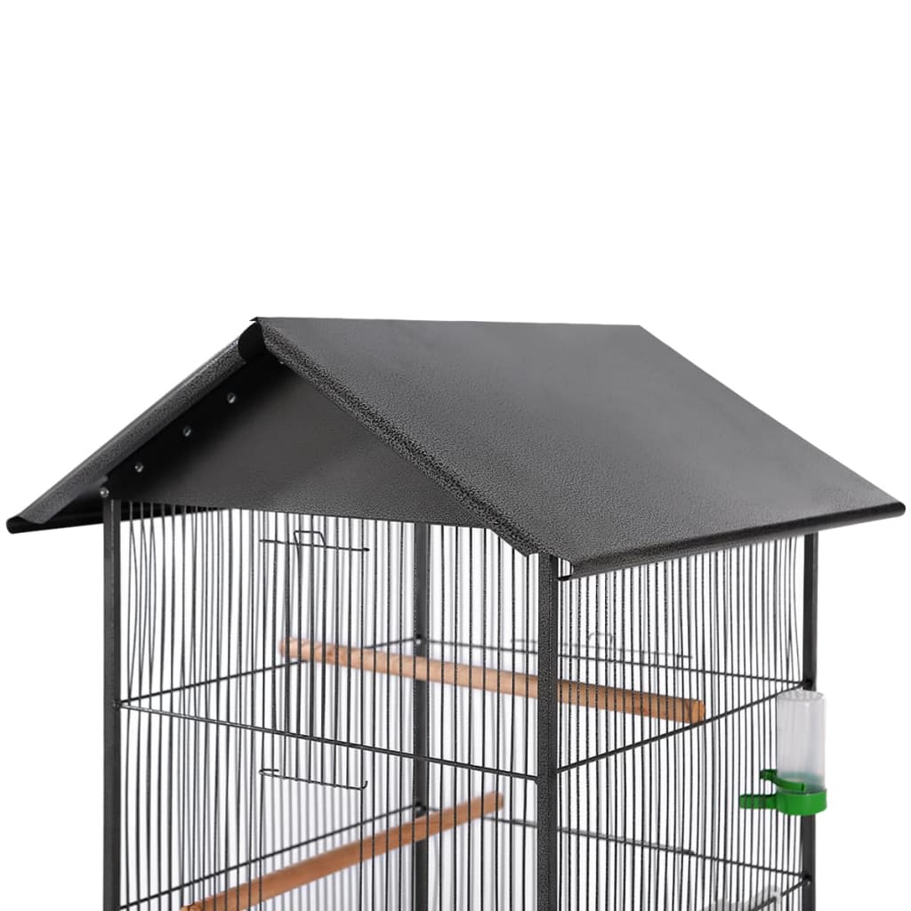 vidaXL Bird Cage with Roof Steel Black 66x66x155 cm