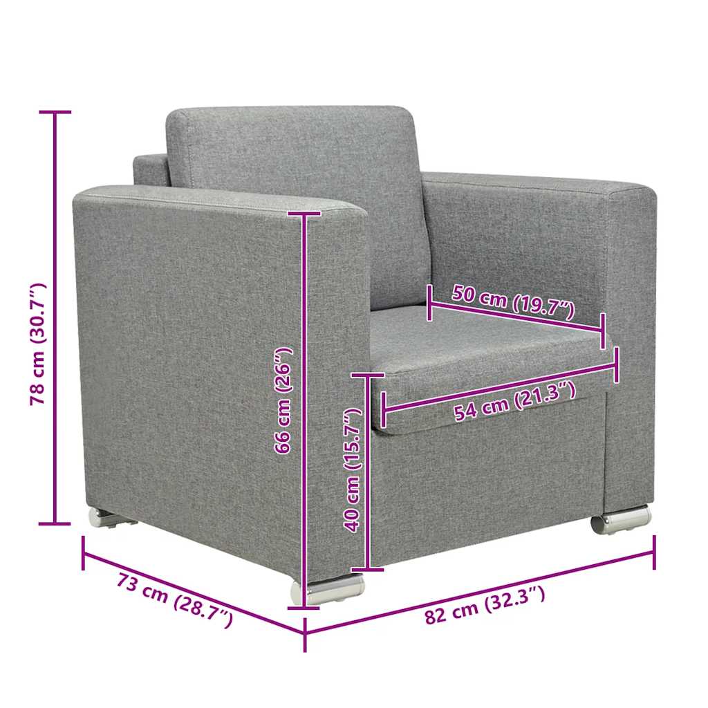 vidaXL Armchair fabric light gray