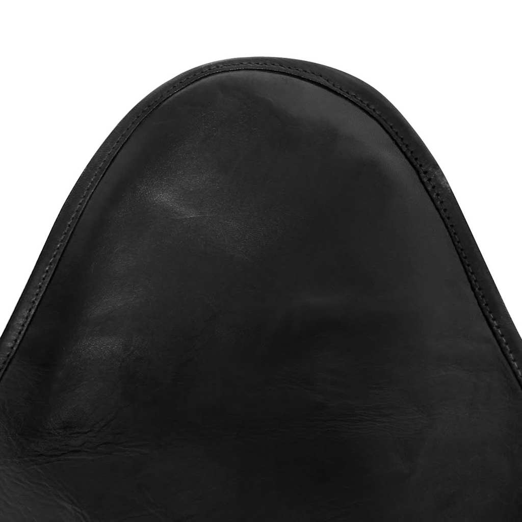 vidaXL Butterfly Chair Real Leather Black