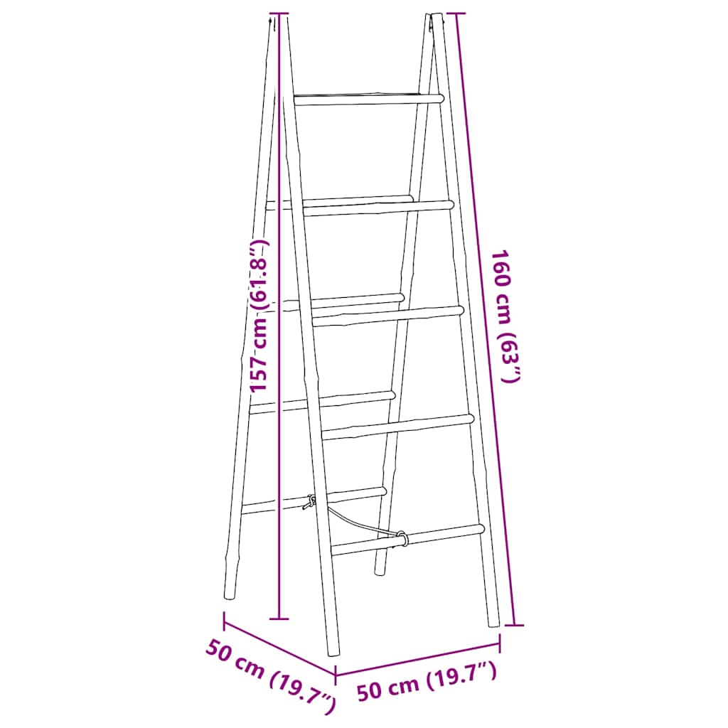 vidaXL Dubbele handdoekenladder met 5 tredes 50x160 cm bamboe