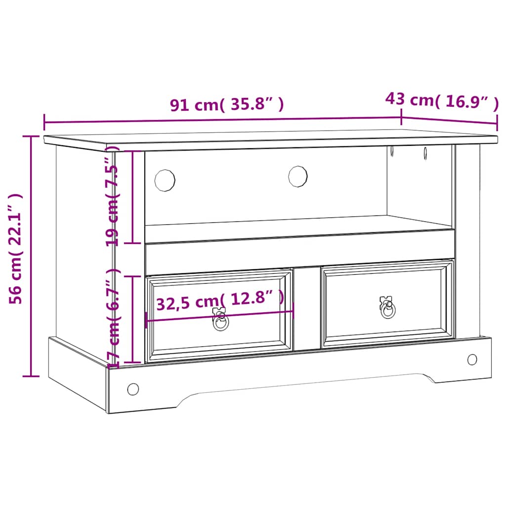 vidaXL Tv-meubel Mexicaans grenenhout Corona-stijl 91x43x56 cm