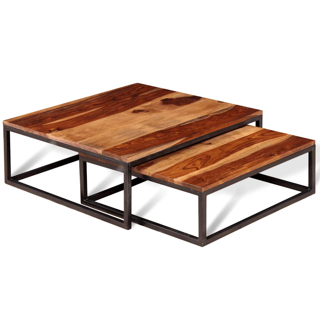 vidaXL 2-Piece Coffee Table Set Solid Acacia Wood