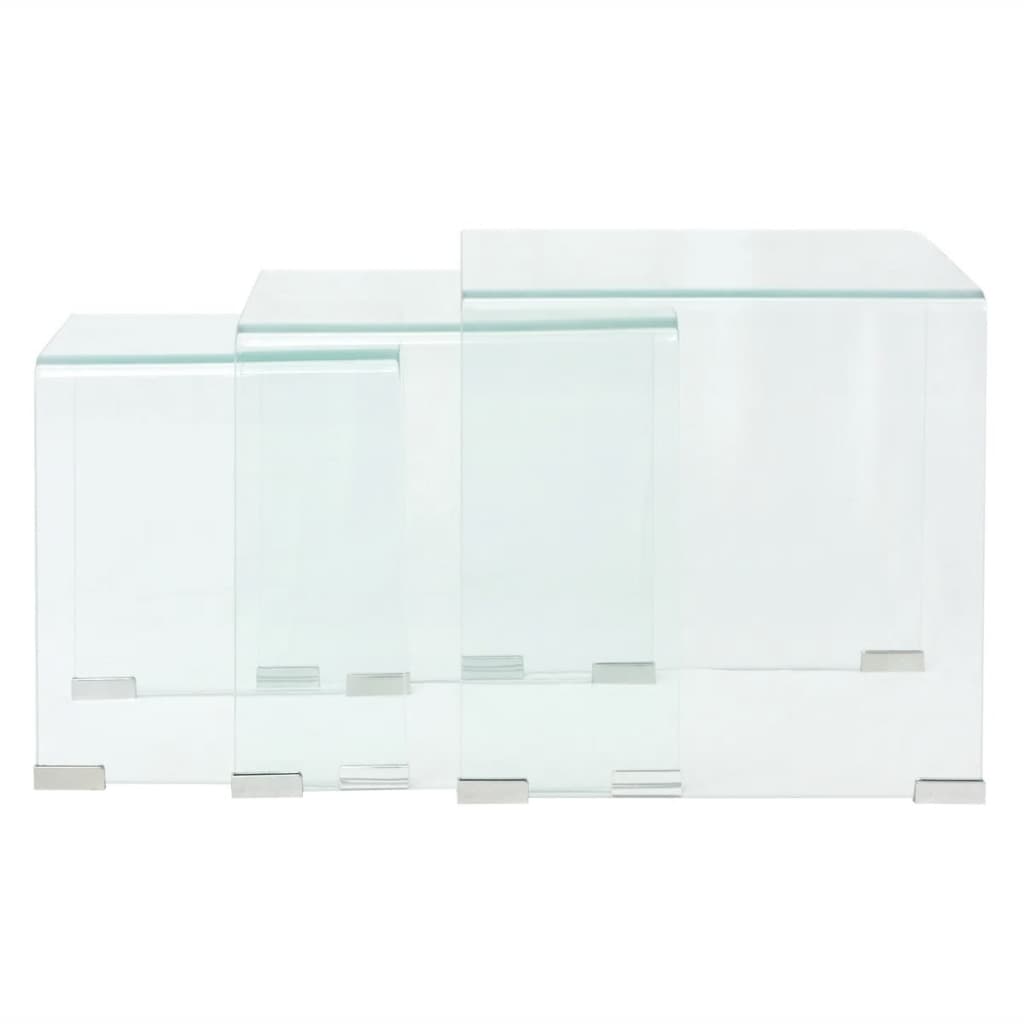 vidaXL Side Table Set 3-piece Transparent Tempered Glass
