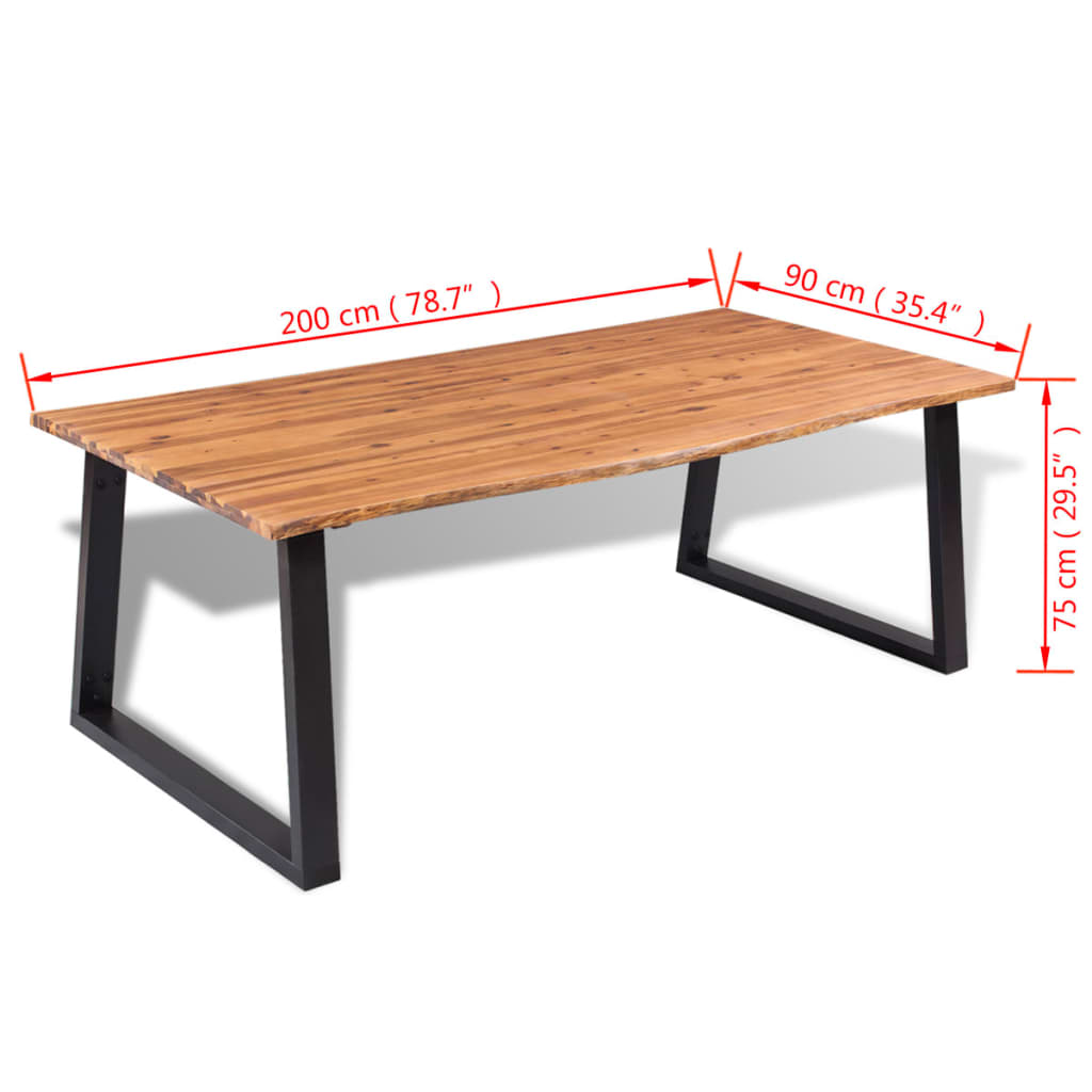 vidaXL Eetkamertafel 200x90 cm massief acaciahout
