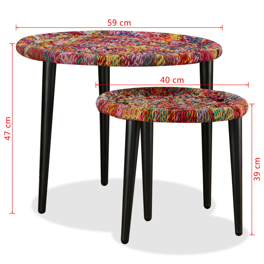 vidaXL Coffee Table Set Chindi Pattern Multicolour 2-piece