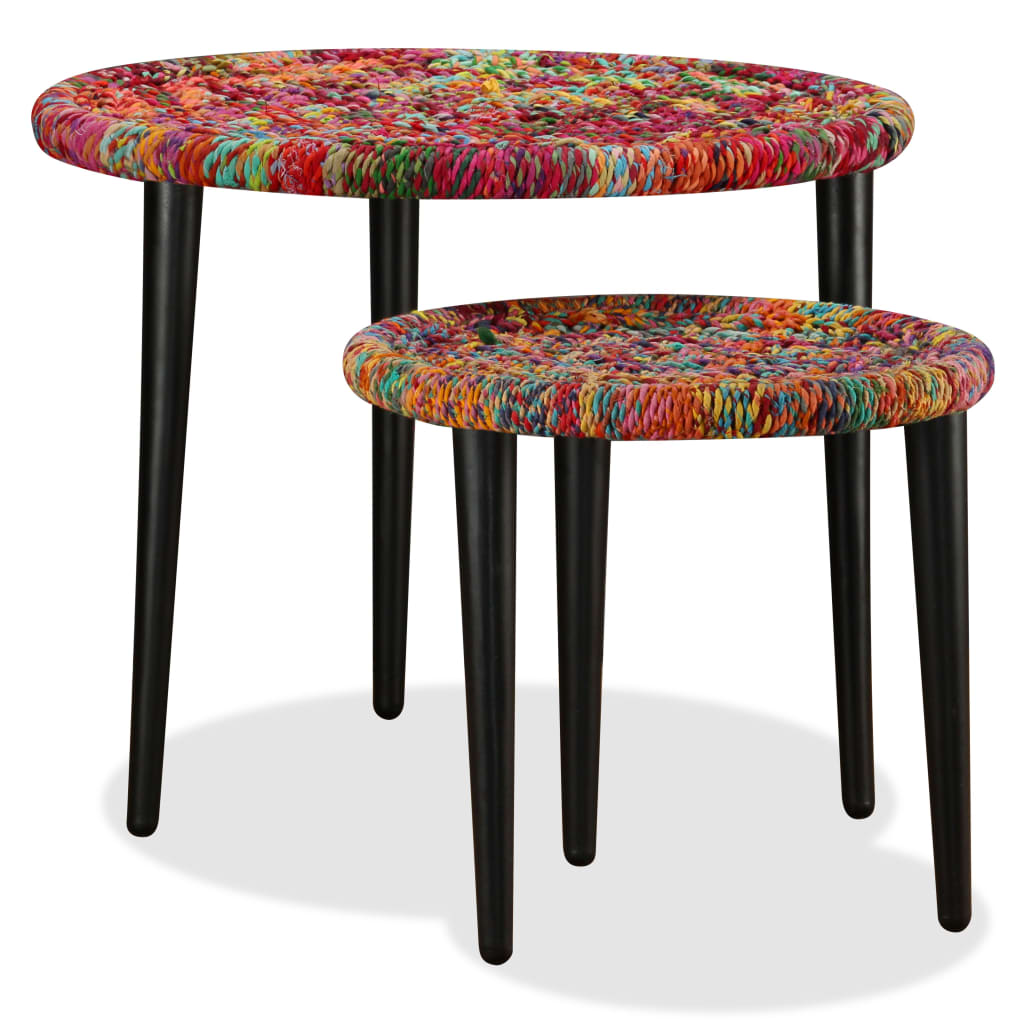 vidaXL Coffee Table Set Chindi Pattern Multicolour 2-piece