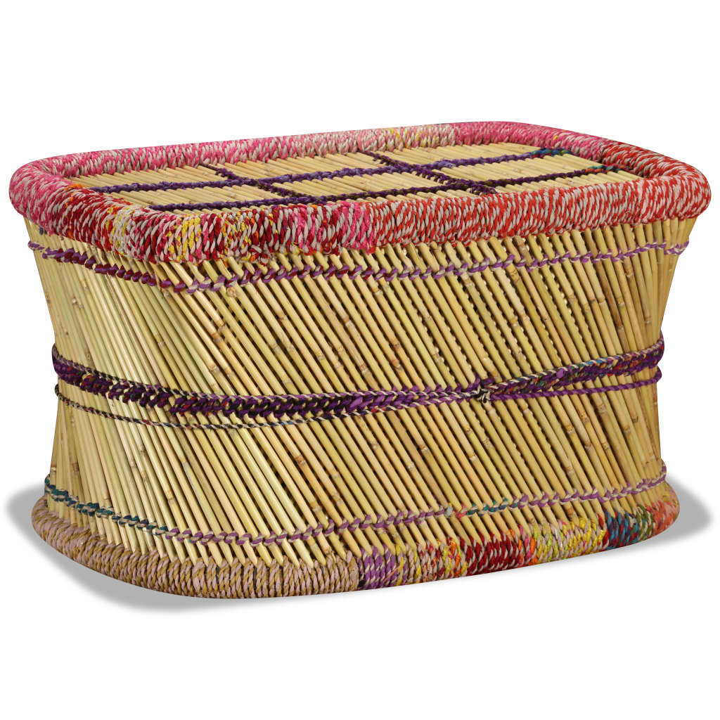 vidaXL Coffee Table with Chindi Details Bamboo Multicolored