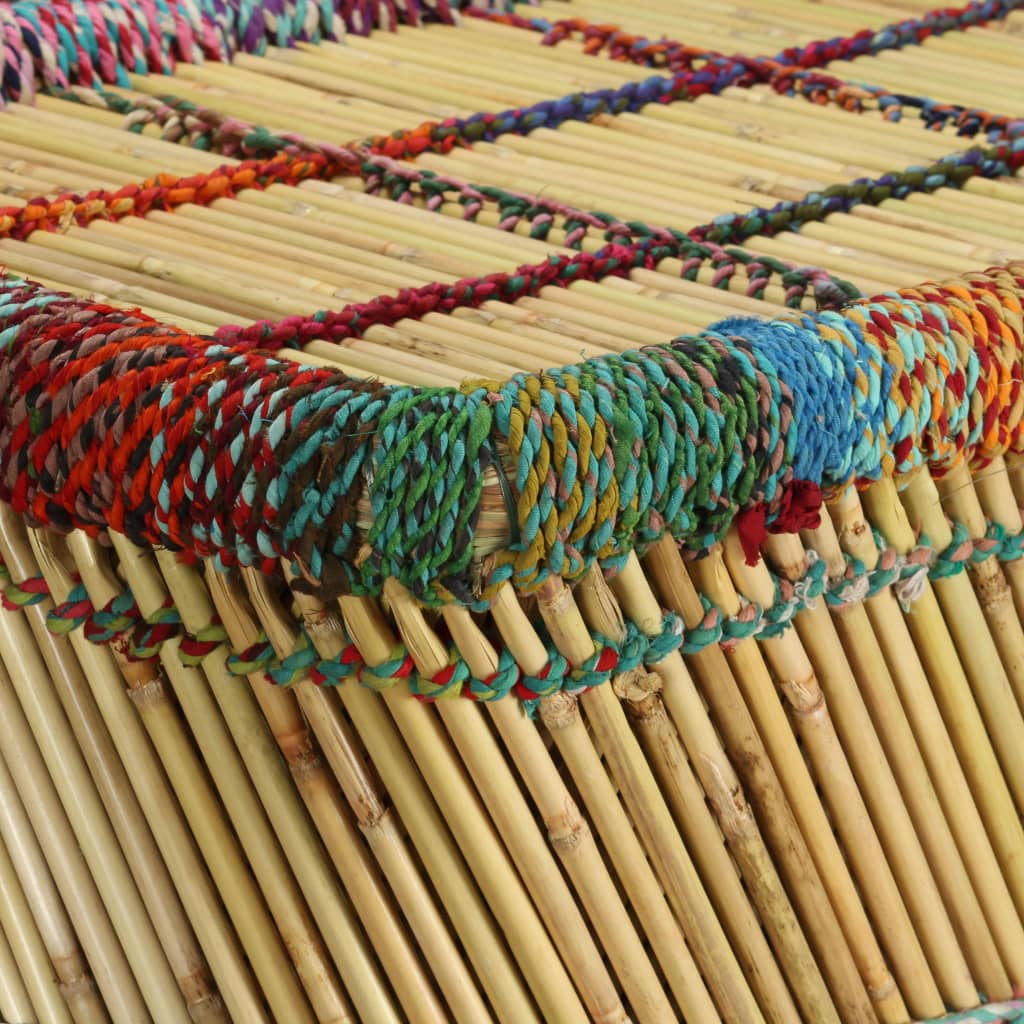 vidaXL Coffee Table with Chindi Details Bamboo Multicolored