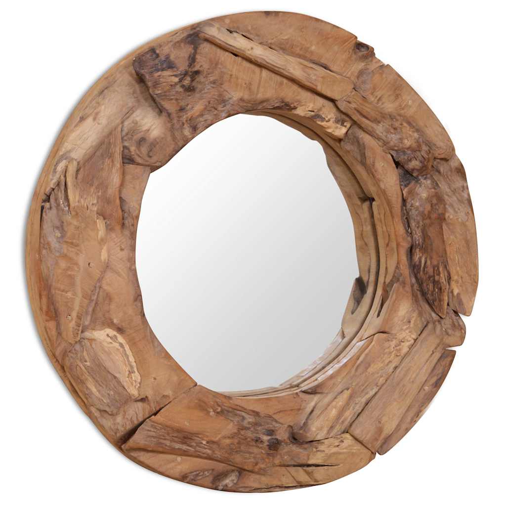 vidaXL Decorative Mirror Round 60 cm Teak Wood