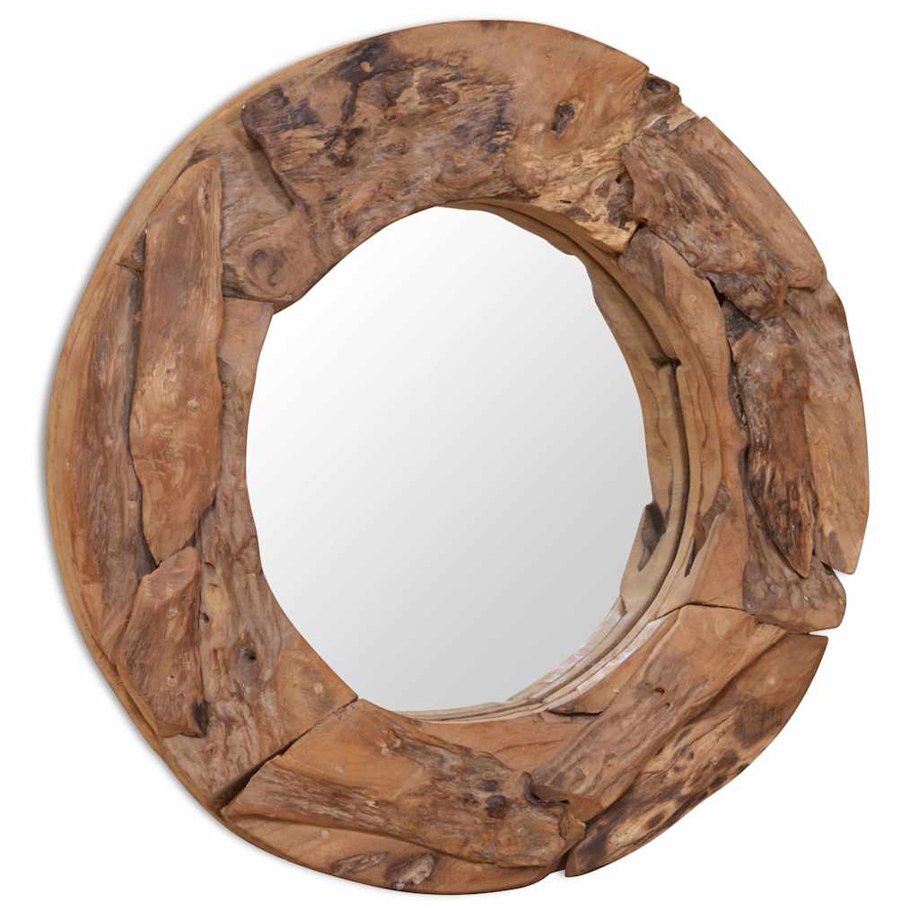 vidaXL Decorative Mirror Round 60 cm Teak Wood