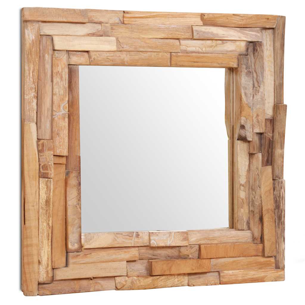 vidaXL Decorative mirror square 60x60 cm teak wood