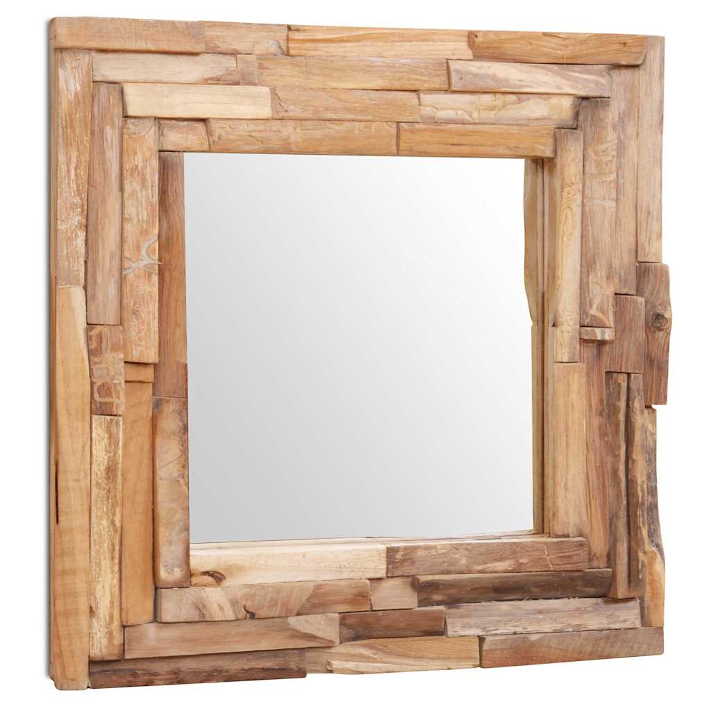 vidaXL Decorative mirror square 60x60 cm teak wood