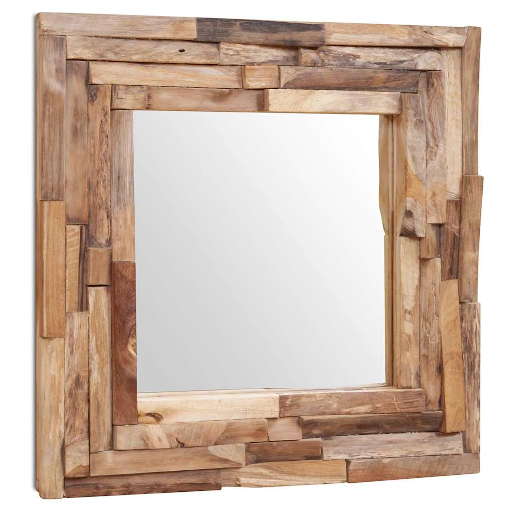 vidaXL Decorative mirror square 60x60 cm teak wood