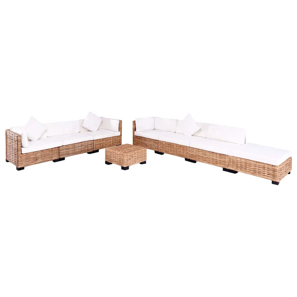 vidaXL Loungeset Natural Rattan 27-Piece