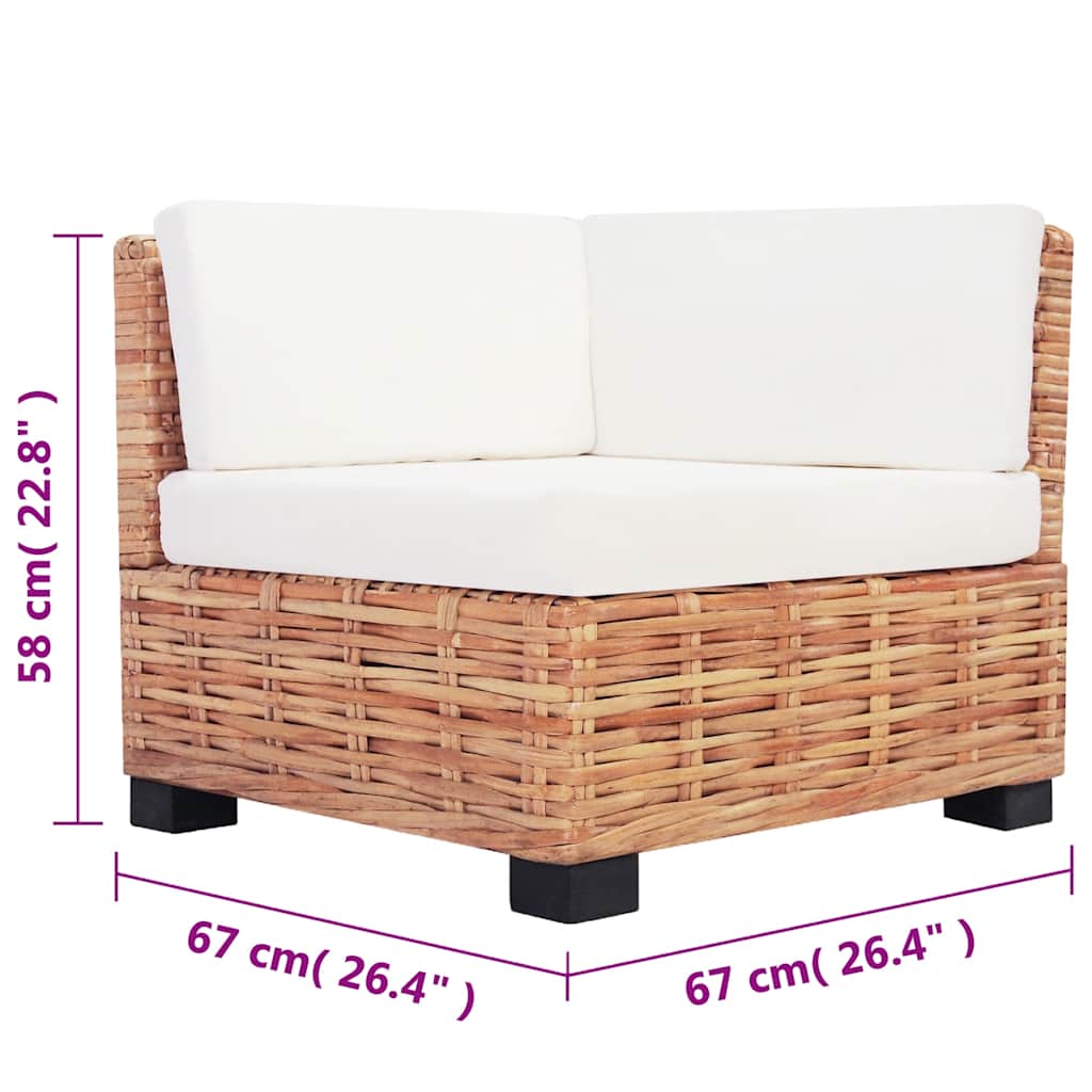 vidaXL Loungeset Natural Rattan 27-Piece