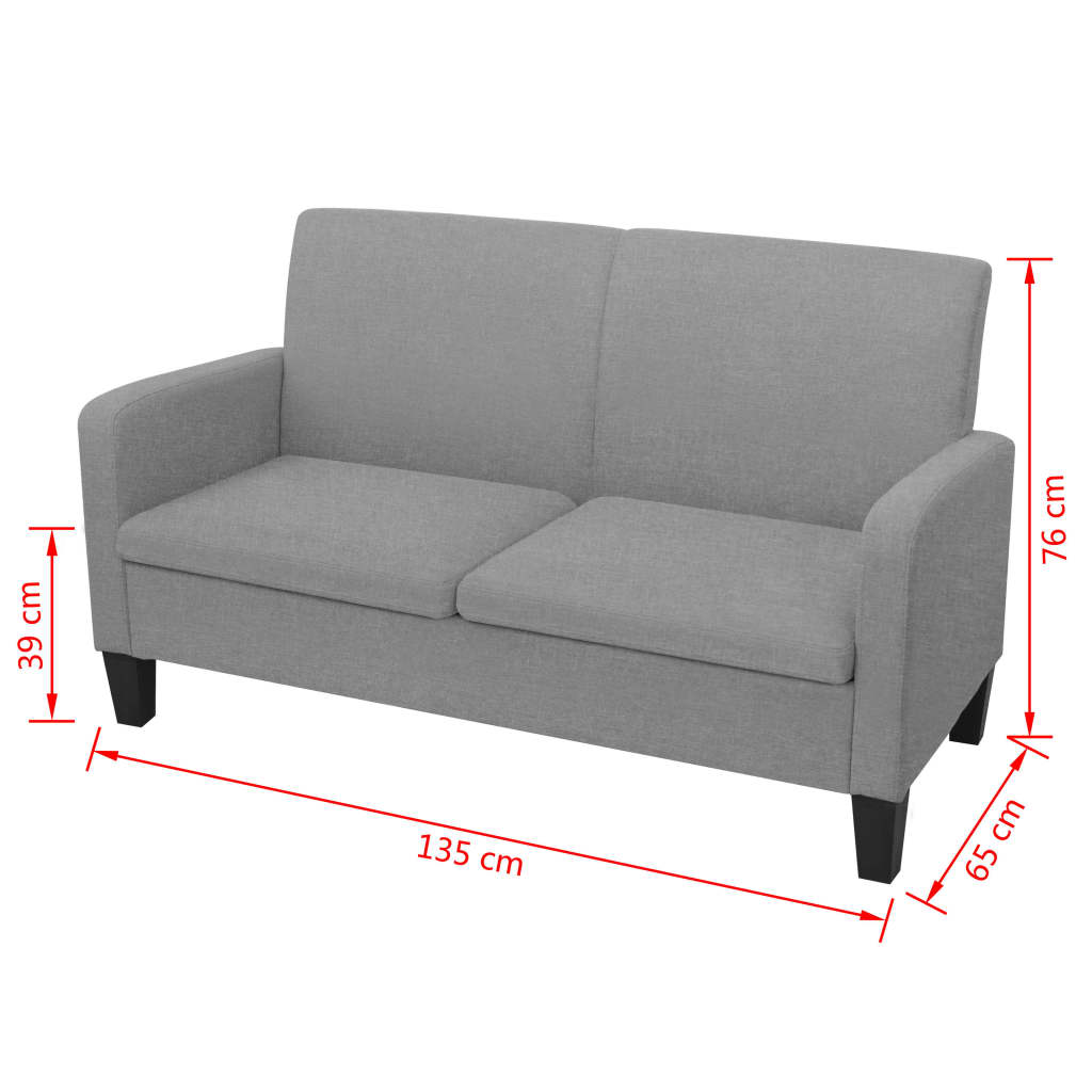 vidaXL Tweezitsbank 135x65x76 cm lichtgrijs