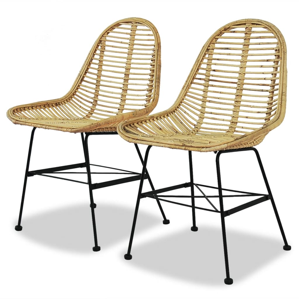 vidaXL Dining Chairs 2 pcs natural rattan