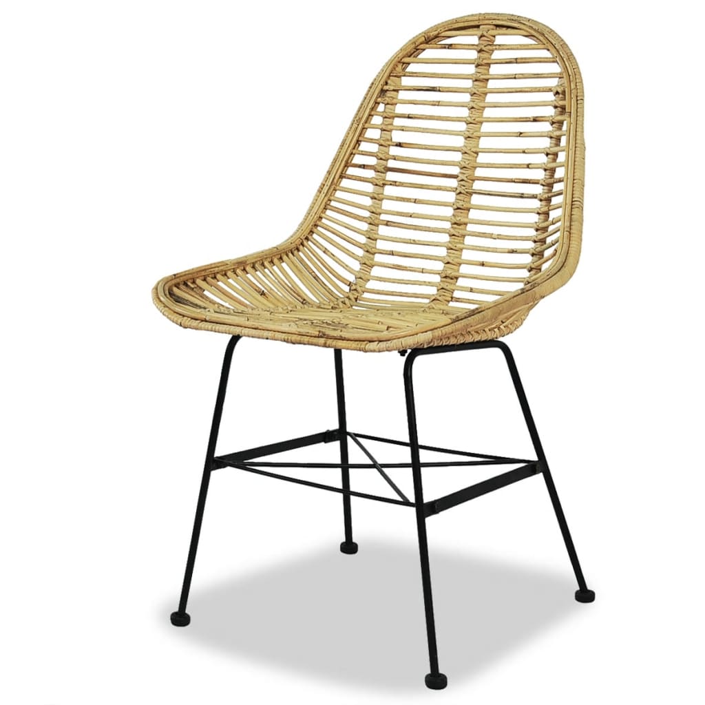 vidaXL Dining Chairs 2 pcs natural rattan