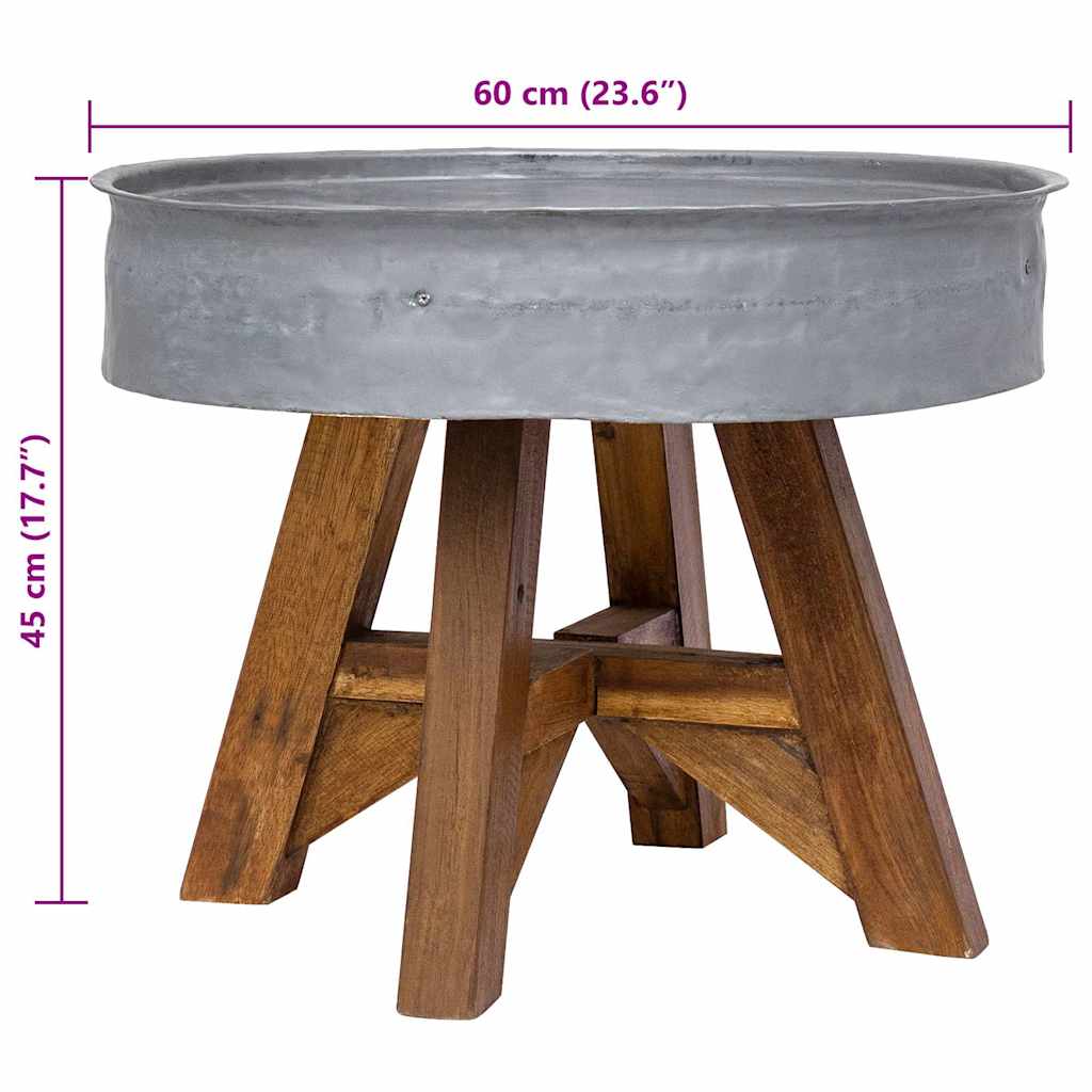 vidaXL Coffee Table 60x45 cm Mixed Reclaimed Wood Silver
