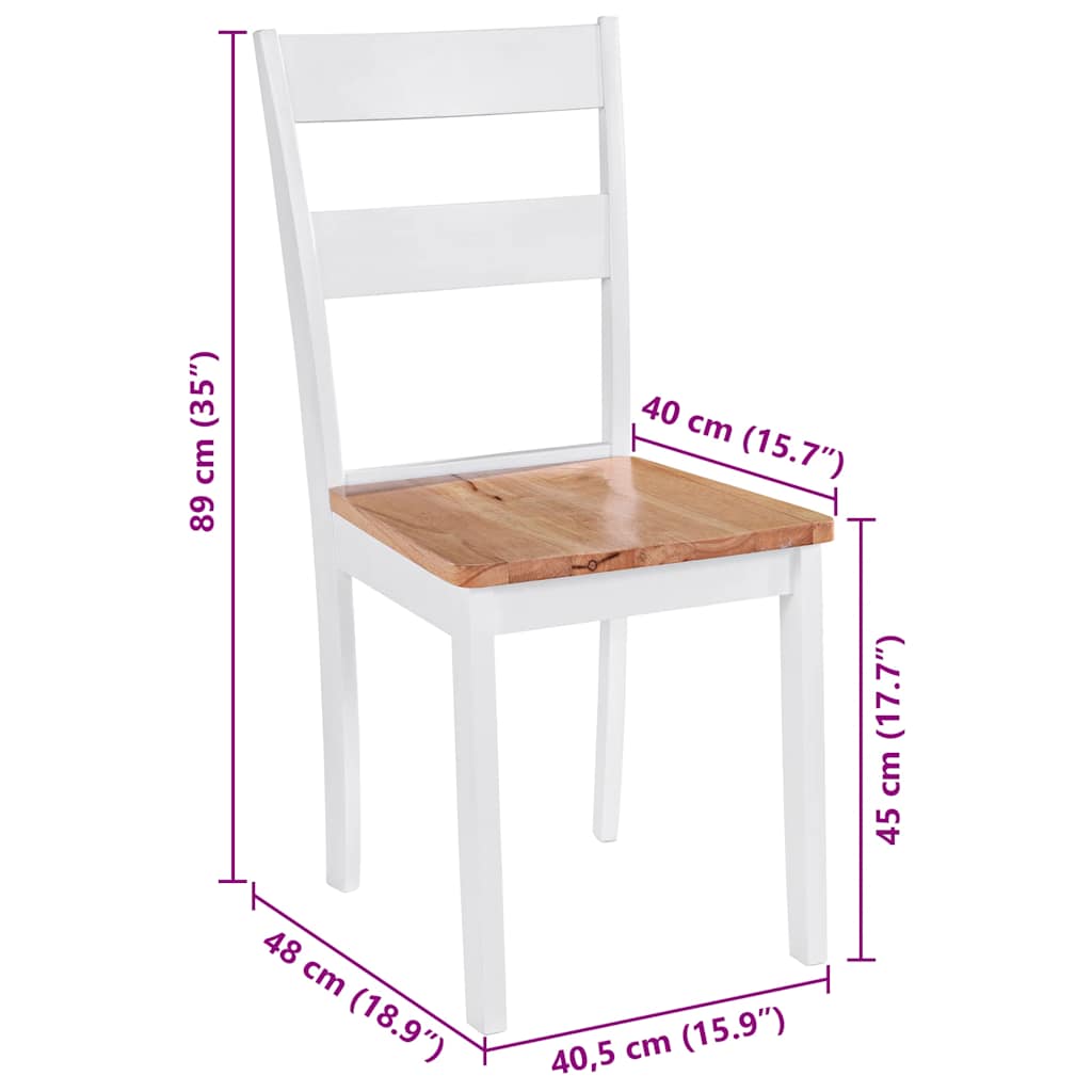 vidaXL Eetkamerstoelen 2 st massief rubberwood wit
