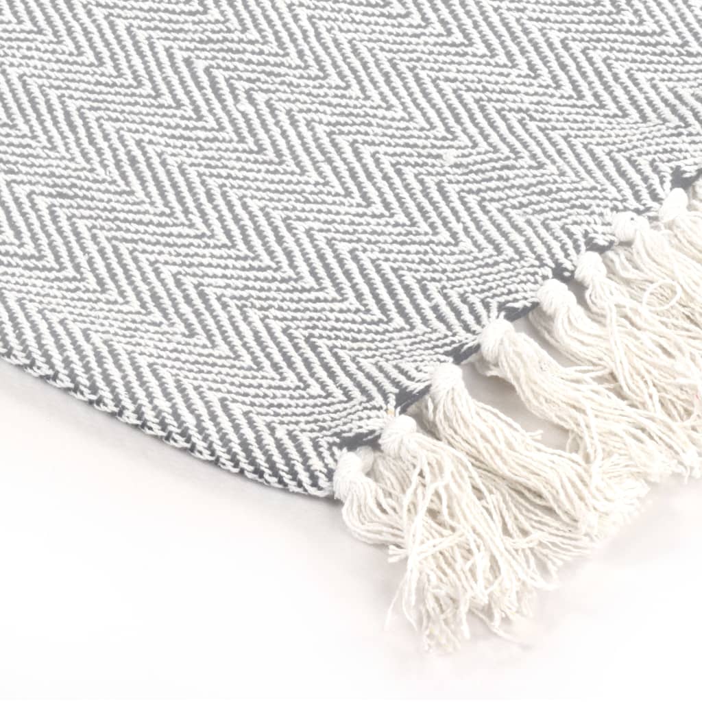 vidaXL Herringbone Plaid 125x150 cm cotton grey