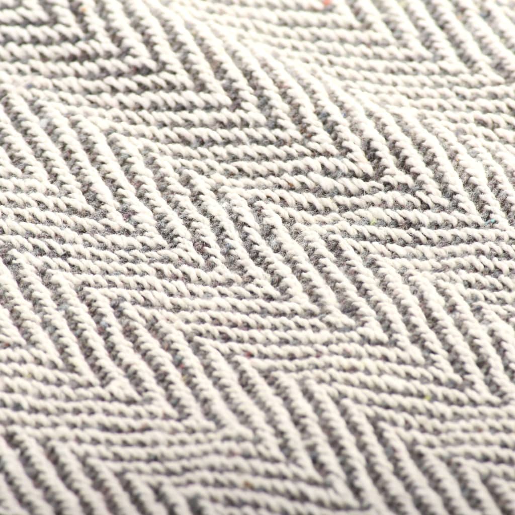 vidaXL Herringbone Plaid 125x150 cm cotton grey