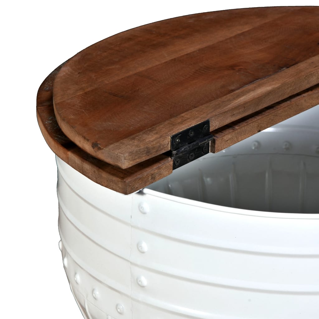 vidaXL Salontafel tonvormig massief gérecyclé blanc