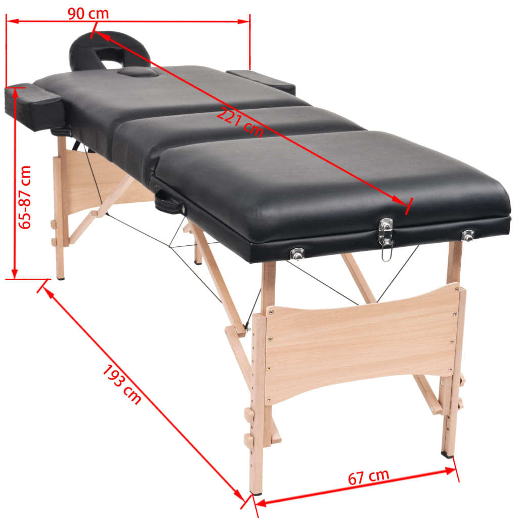 vidaXL Foldable Massage Table 3 Zones 10 cm Thick White