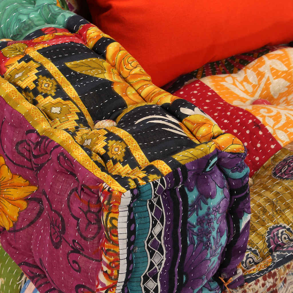 vidaXL Two-Seater Modular Patchwork Fabric Pouf
