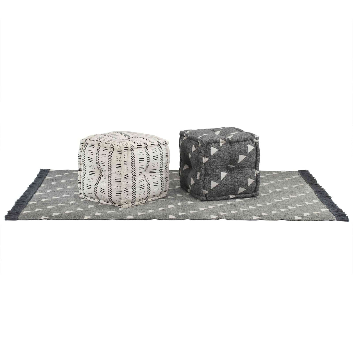 vidaXL Pouffes Geometric Grey and White 40 x 40 x 40 cm Fabric