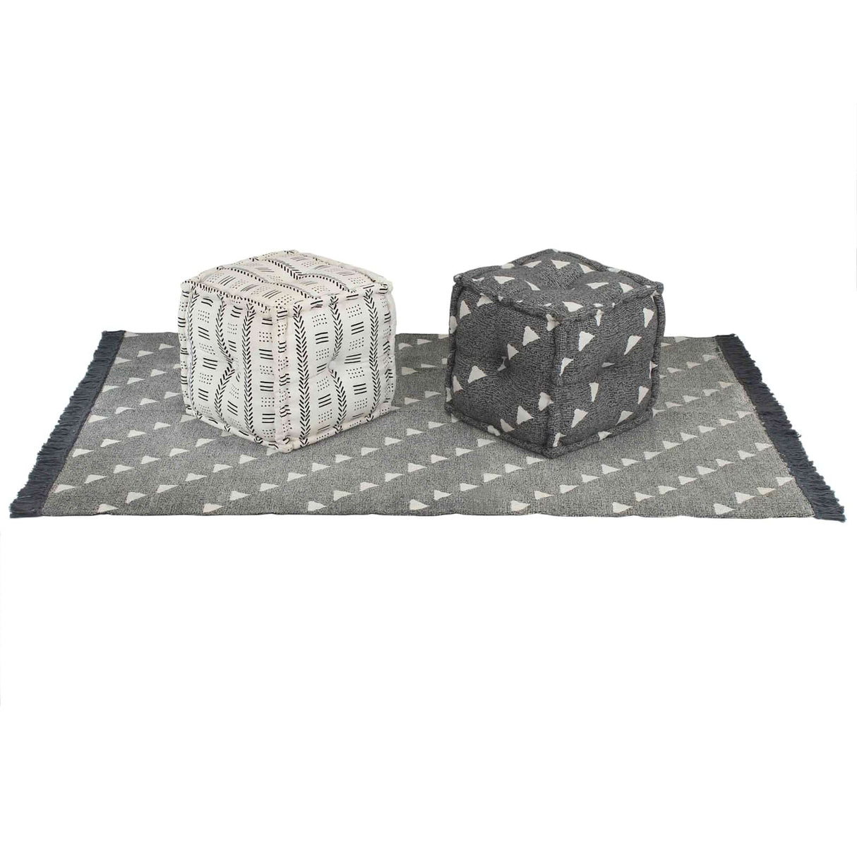 vidaXL Pouffes Geometric Grey and White 40 x 40 x 40 cm Fabric