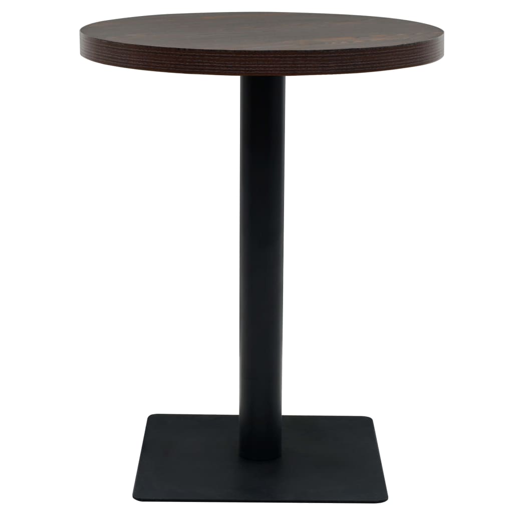 vidaXL Bistrotafel rond 60x75 cm MDF en staal donker essenkleur