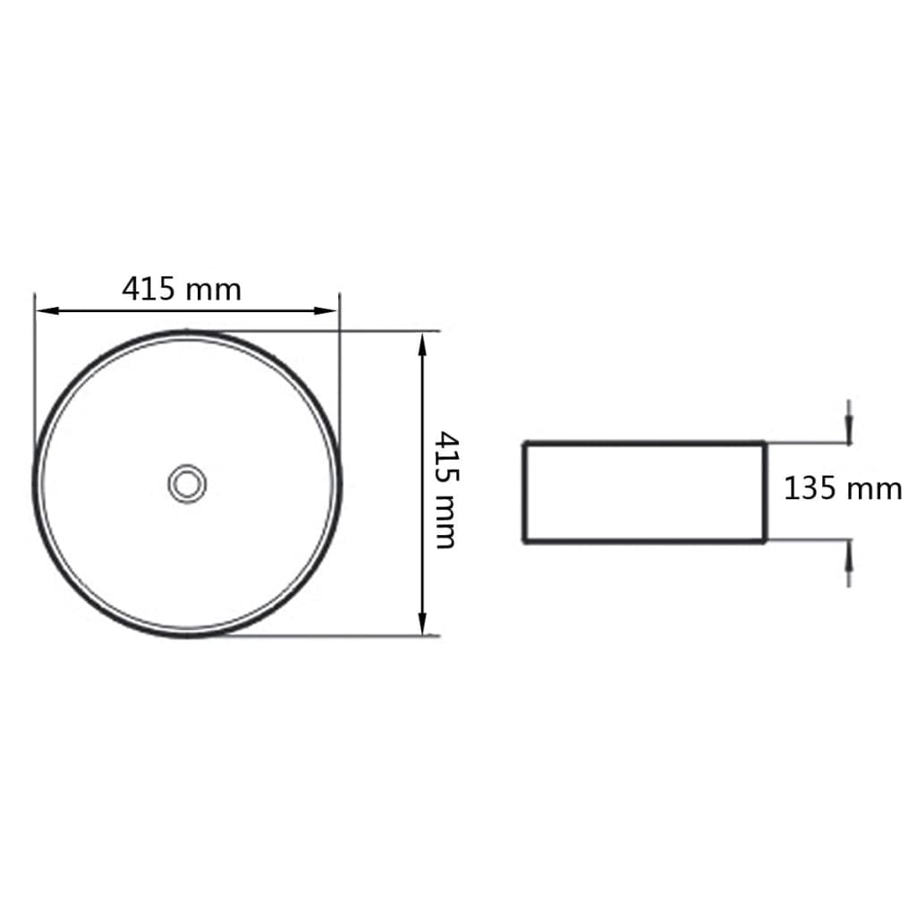 vidaXL Round Wash Basin White 41.5x13.5 cm Ceramic