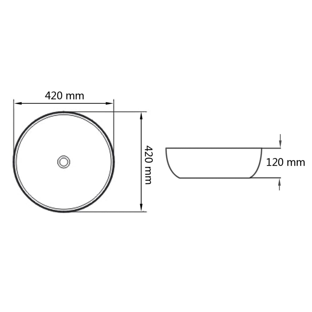 vidaXL Round Wash Basin white 42x12 cm ceramic