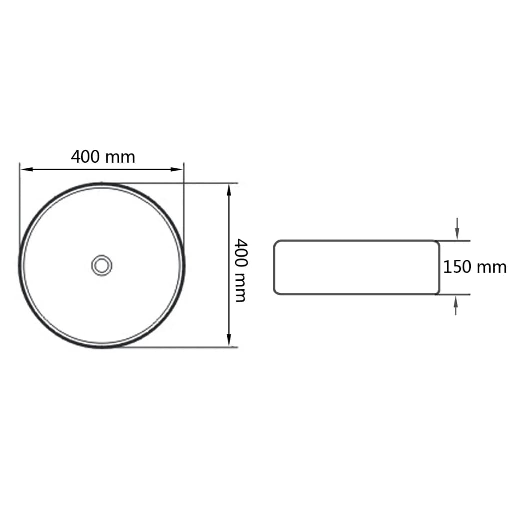 vidaXL Wash basin round white 40x15 cm ceramic