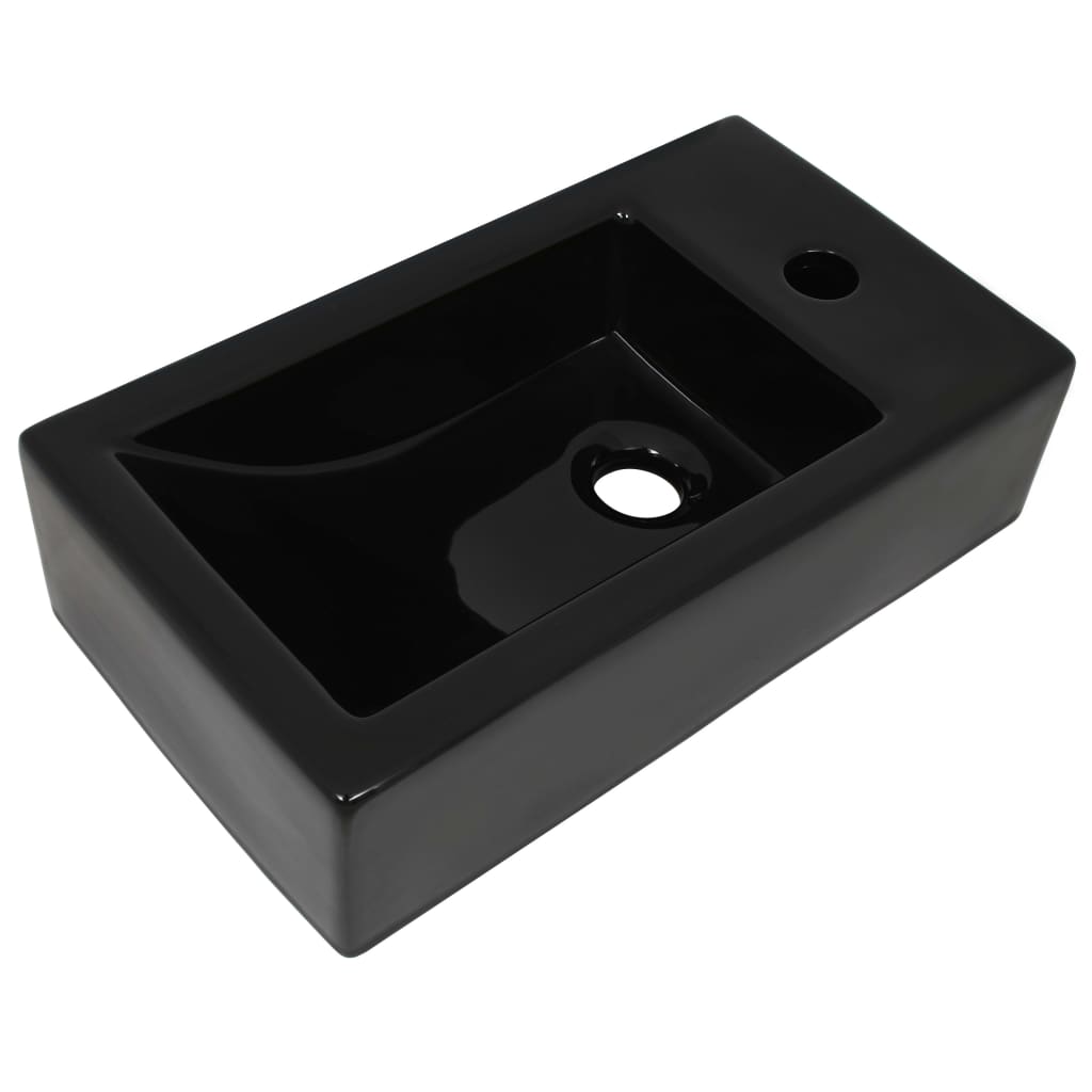 vidaXL Rectangular Ceramic Basin with Tap Hole White 46x25.5x12 cm