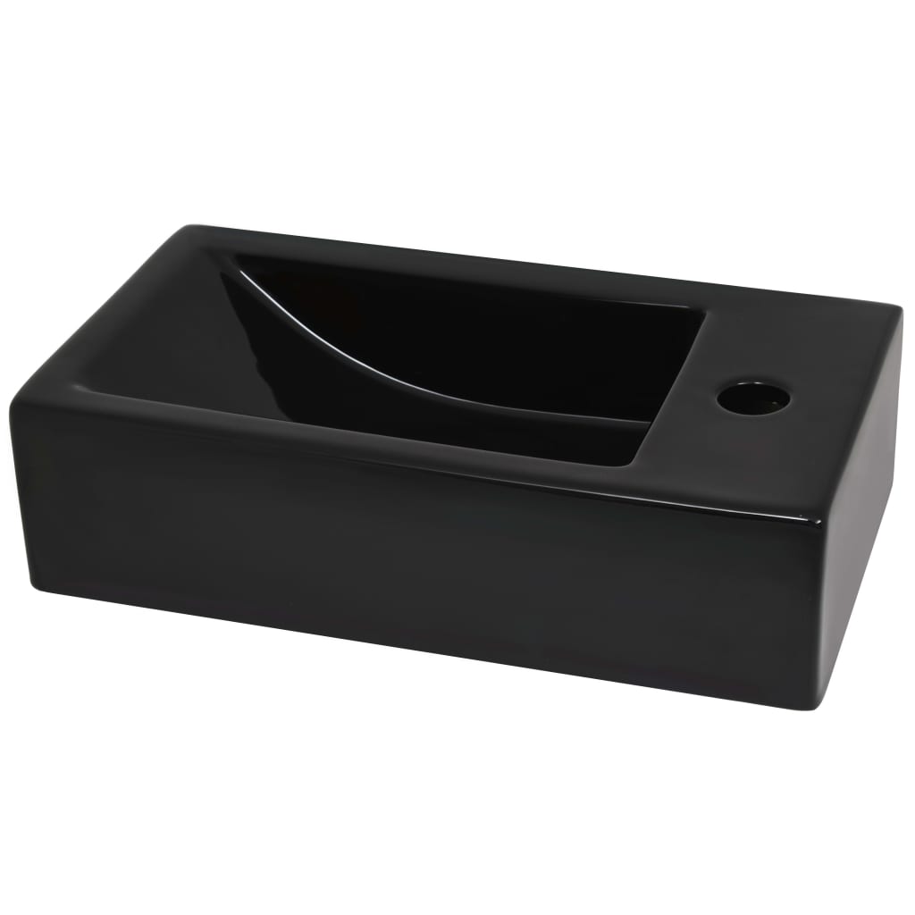 vidaXL Rectangular Ceramic Basin with Tap Hole White 46x25.5x12 cm