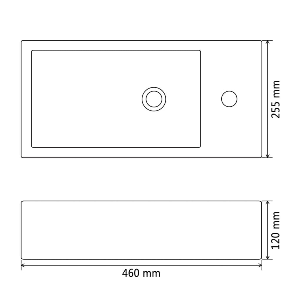 vidaXL Rectangular Ceramic Basin with Tap Hole White 46x25.5x12 cm