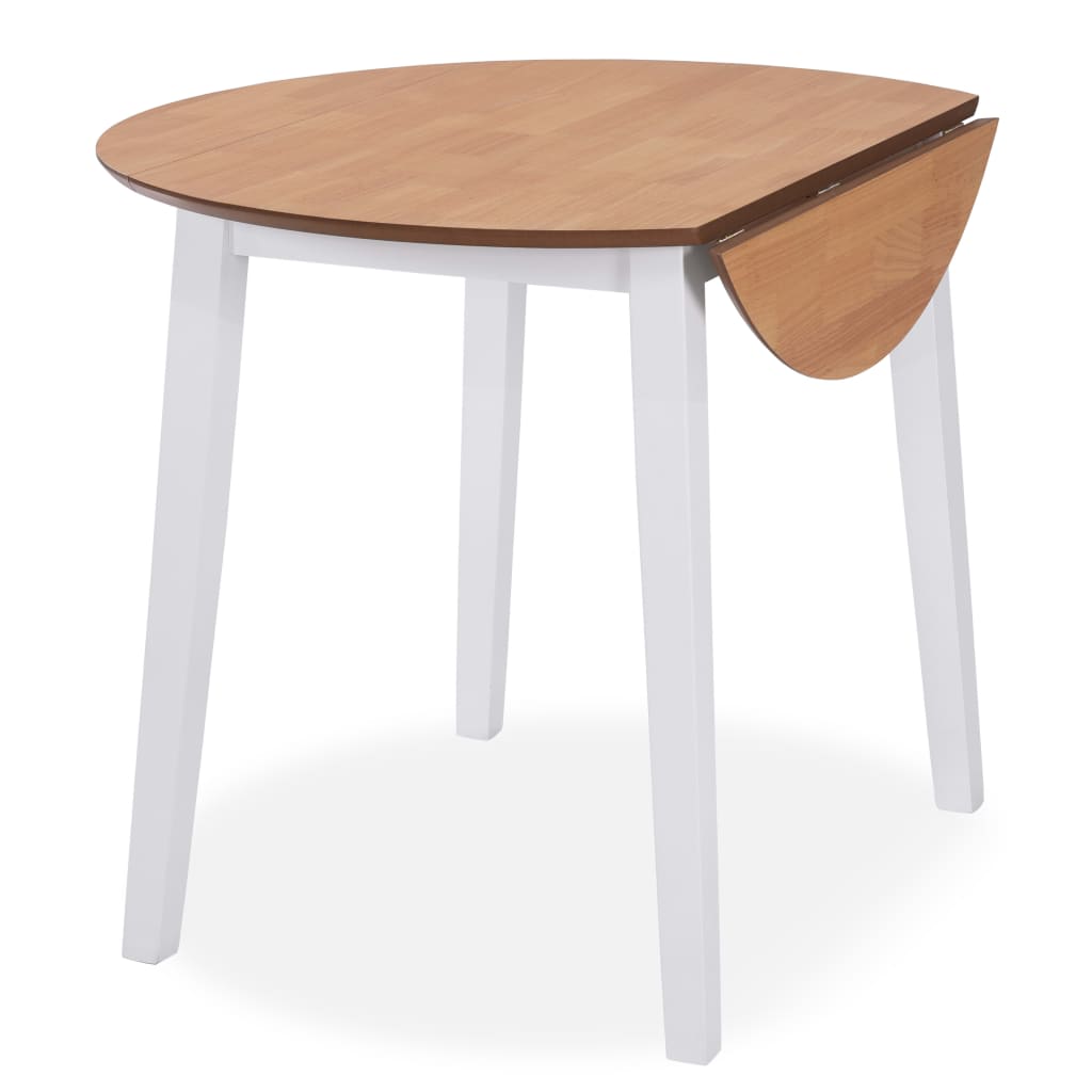 vidaXL Eetkamerset MDF en rubberwood wit 3-delig