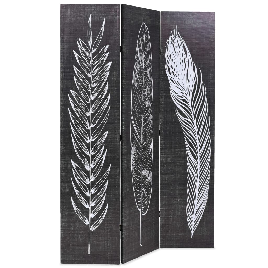 vidaXL Folding Room Divider Feathers 120x170 cm Black and White