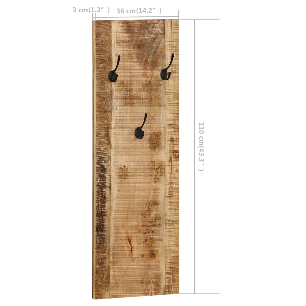 vidaXL Wall-Mounted Coat Racks 2 pcs 36x110x3 cm Solid Mango Wood
