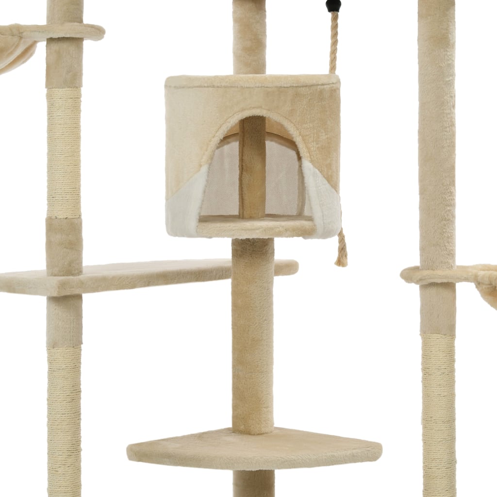 vidaXL Cat Tree with Sisal Scratching Posts 203 cm Beige and White