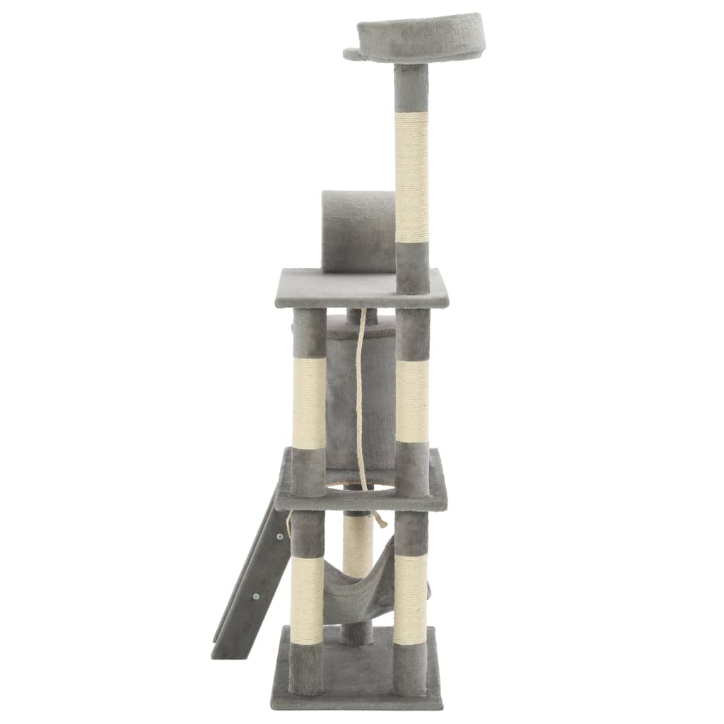 vidaXL Cat Scratching Tree with Sisal Scratching Posts 140 cm Grey