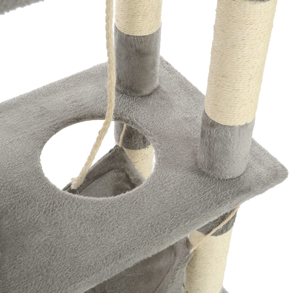 vidaXL Cat Scratching Tree with Sisal Scratching Posts 140 cm Grey