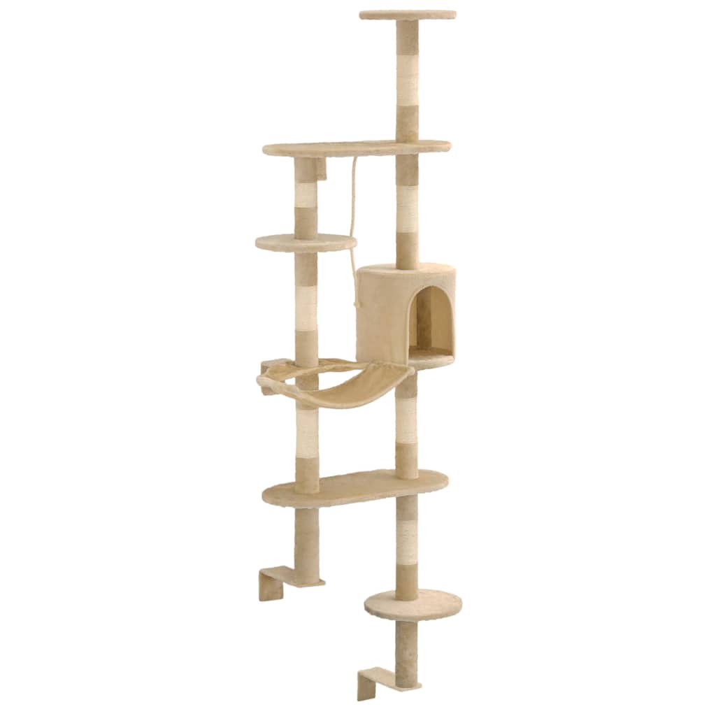 vidaXL Cat Scratching Tree with Sisal Scratching Posts Wall-mounted 194 cm Beige