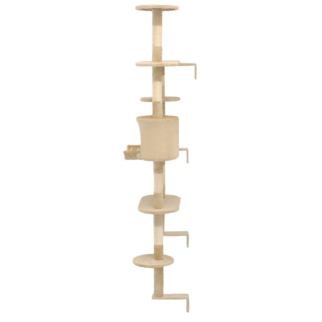 vidaXL Cat Scratching Tree with Sisal Scratching Posts Wall-mounted 194 cm Beige
